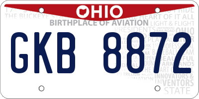 OH license plate GKB8872