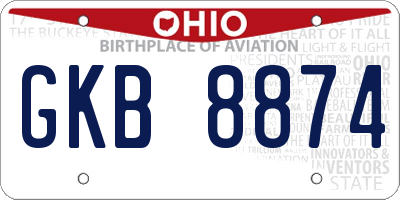 OH license plate GKB8874