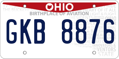 OH license plate GKB8876