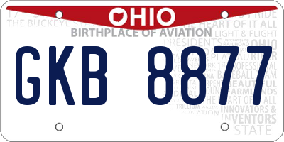 OH license plate GKB8877