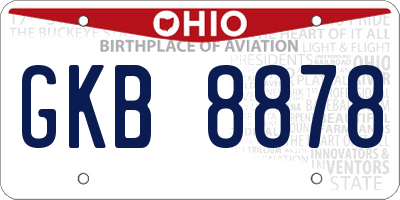 OH license plate GKB8878