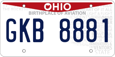 OH license plate GKB8881