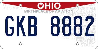 OH license plate GKB8882