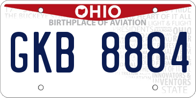 OH license plate GKB8884