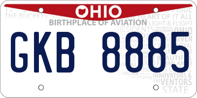 OH license plate GKB8885