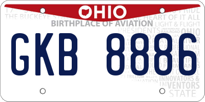OH license plate GKB8886