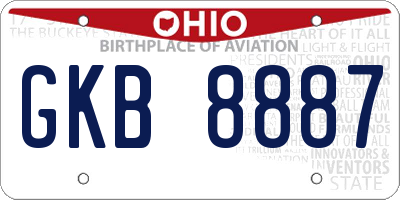 OH license plate GKB8887