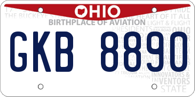 OH license plate GKB8890