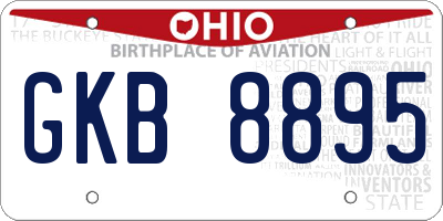 OH license plate GKB8895
