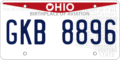 OH license plate GKB8896