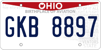 OH license plate GKB8897