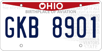 OH license plate GKB8901