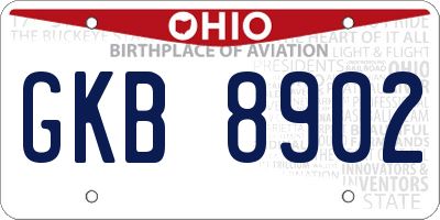OH license plate GKB8902