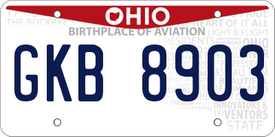 OH license plate GKB8903