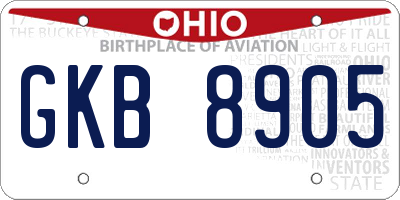 OH license plate GKB8905