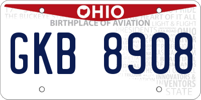 OH license plate GKB8908
