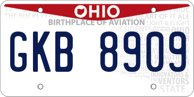 OH license plate GKB8909