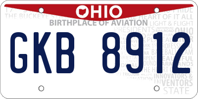 OH license plate GKB8912