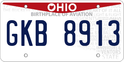 OH license plate GKB8913