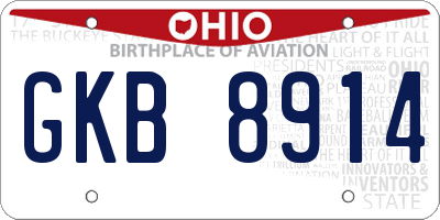 OH license plate GKB8914