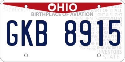 OH license plate GKB8915