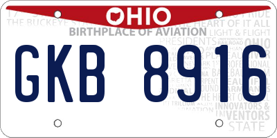 OH license plate GKB8916