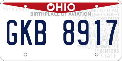 OH license plate GKB8917