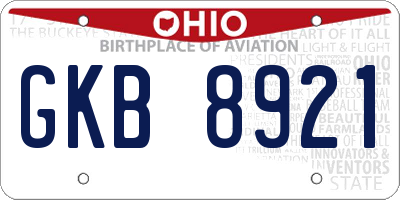 OH license plate GKB8921