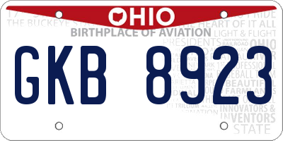 OH license plate GKB8923