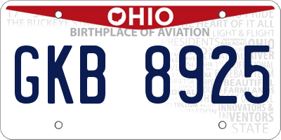 OH license plate GKB8925