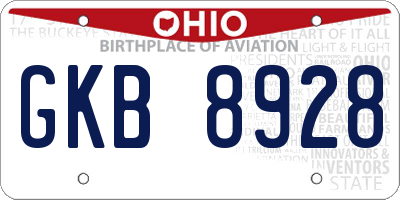 OH license plate GKB8928