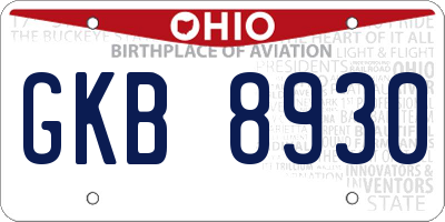 OH license plate GKB8930