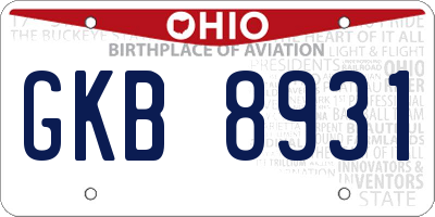 OH license plate GKB8931
