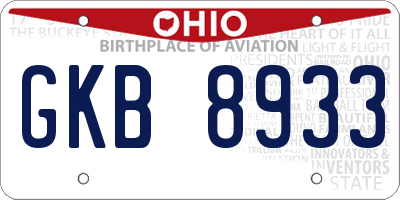 OH license plate GKB8933