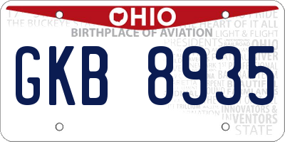 OH license plate GKB8935