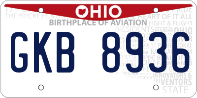 OH license plate GKB8936