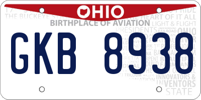 OH license plate GKB8938
