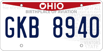 OH license plate GKB8940