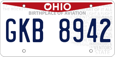 OH license plate GKB8942