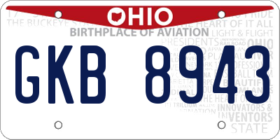 OH license plate GKB8943