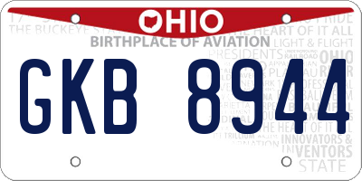 OH license plate GKB8944