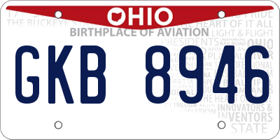 OH license plate GKB8946