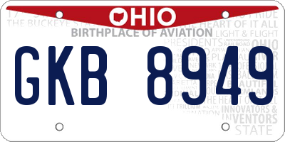 OH license plate GKB8949