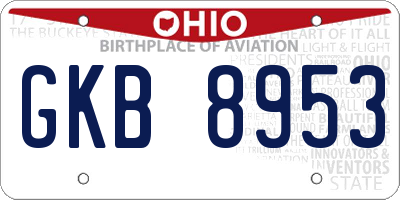 OH license plate GKB8953