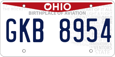 OH license plate GKB8954