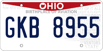 OH license plate GKB8955