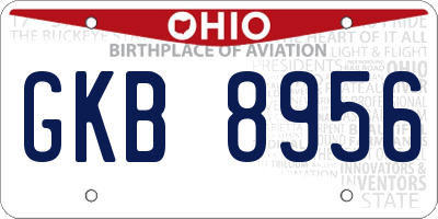 OH license plate GKB8956