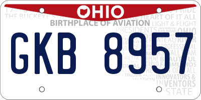 OH license plate GKB8957