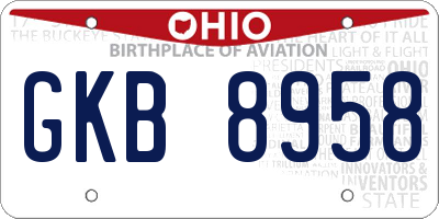 OH license plate GKB8958