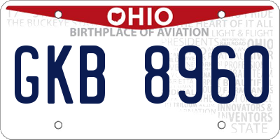 OH license plate GKB8960